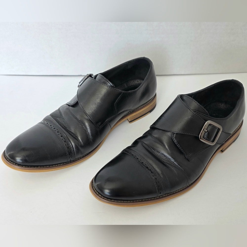 Stacie Adams Men's Cap Toe Monk Strap Dress Shoes Black Size 9